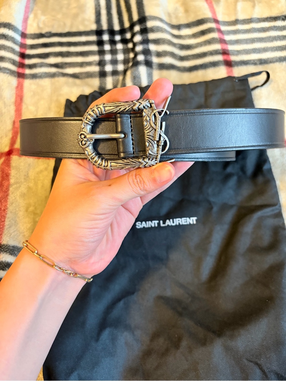 Saint Laurent Black Leather Belt